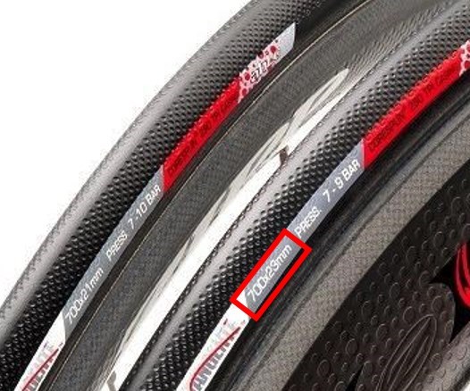Road bike tyre size